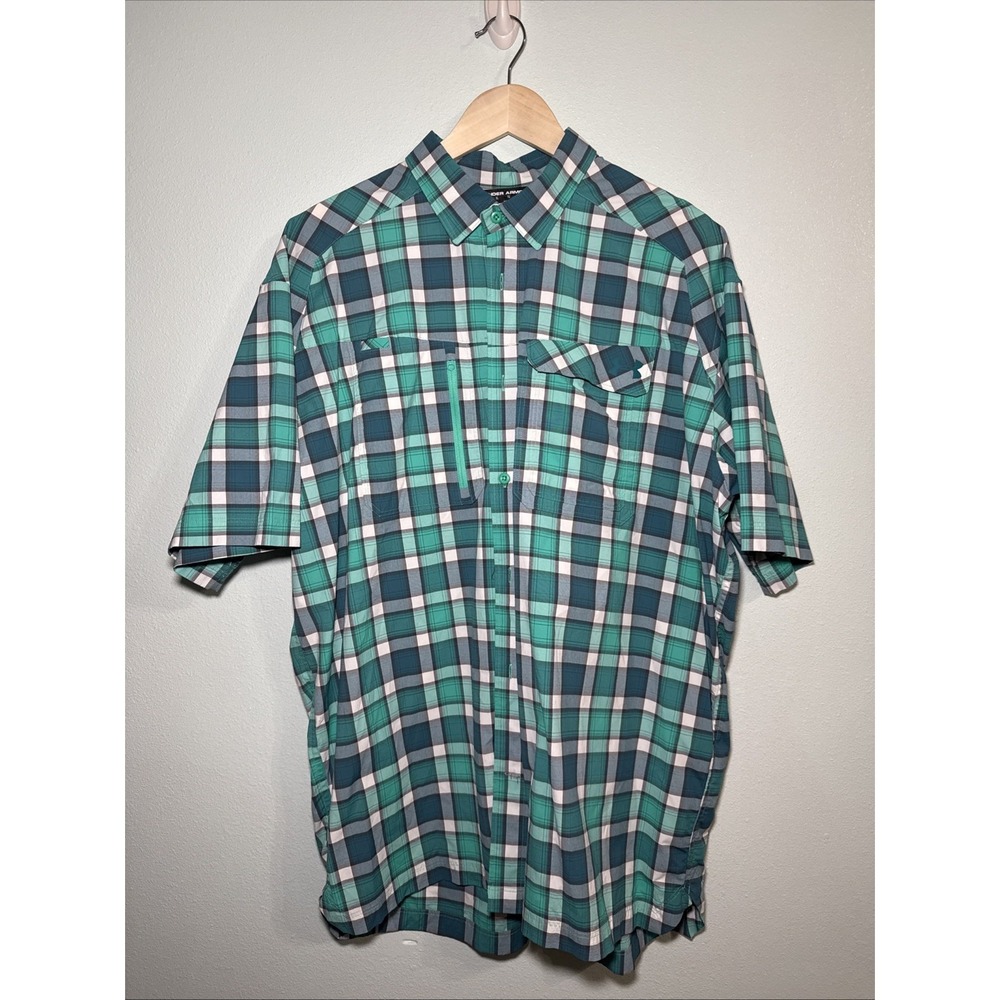 Under Armour UA Fish Hunter S/S‎ Shirt Vented Blue Plaid sz XL  Shirt 1290745
